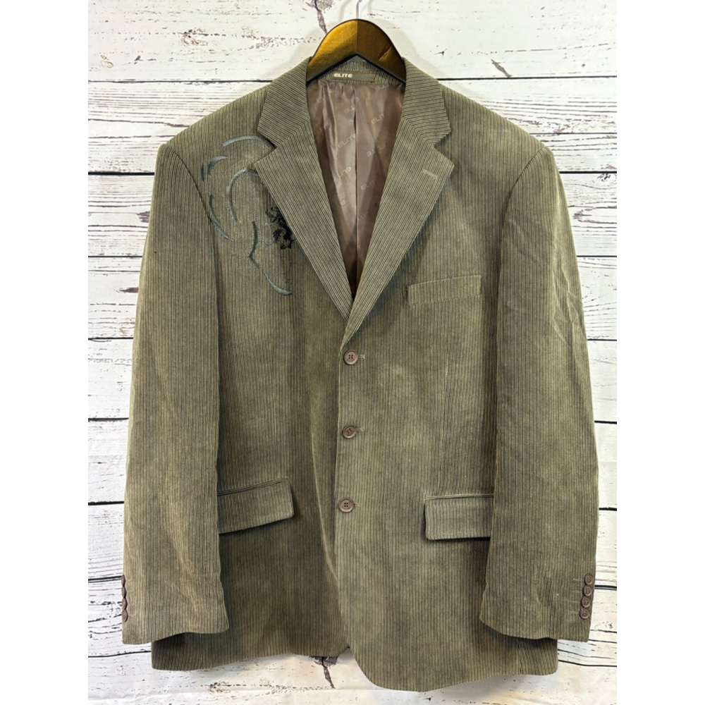 Men's Elite Eddie Domani Olive Green Corduroy Blazer 46R - Picture 3 of 14